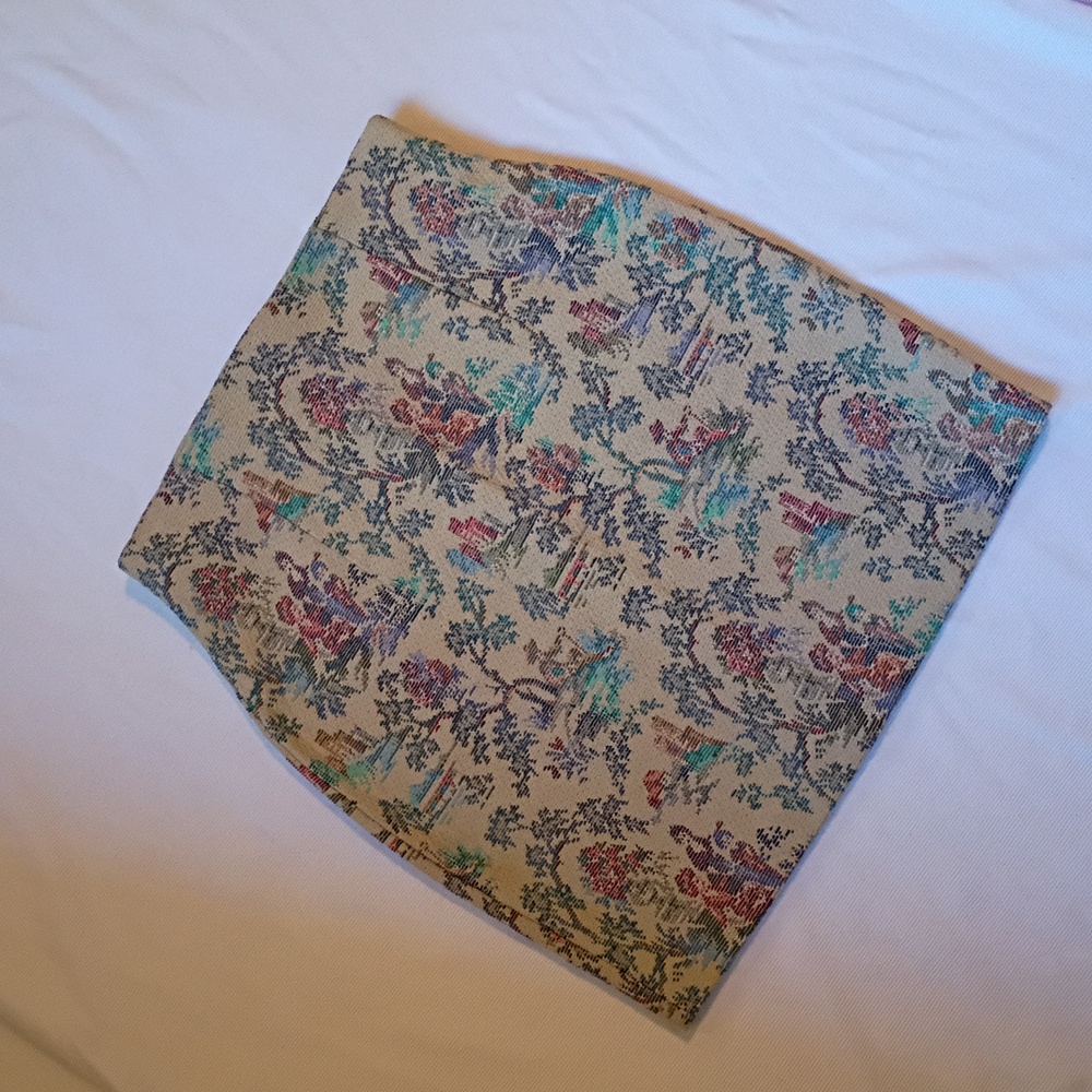 Joe Benbasset Beige Tapestry Pencil Skirt with Multicolor Scenic Print